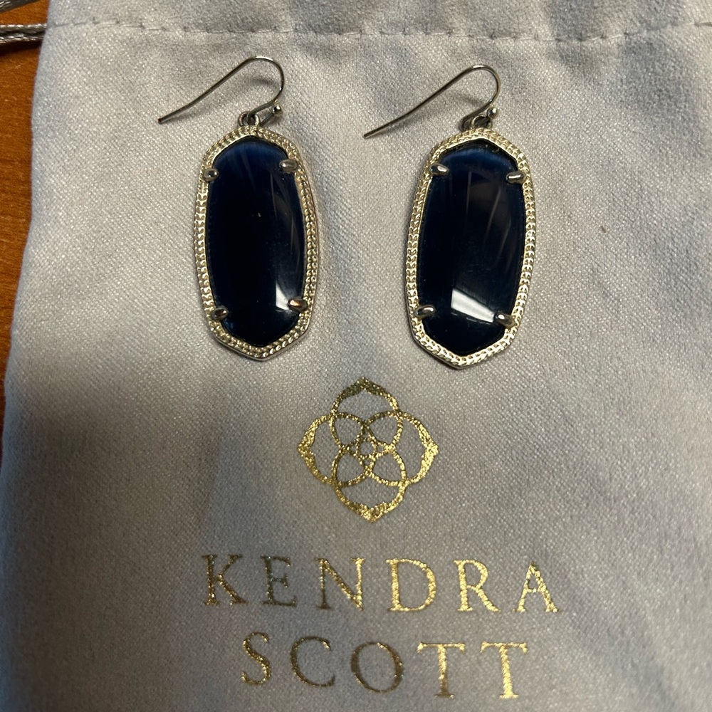 Kendra Scott Navy and Gold Drop Earrings - Picture 2 of 4